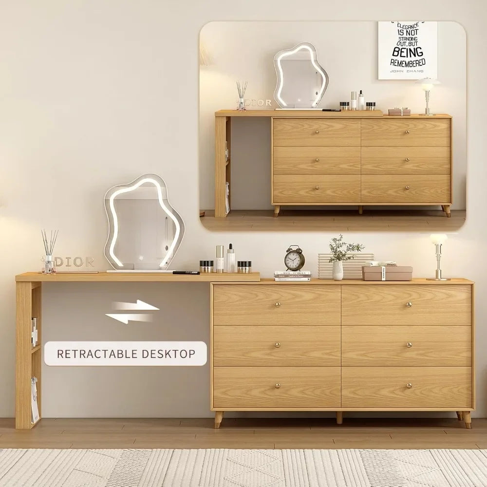 RYLEIGH Modern Vanity Desk with Adjustable Mirror & Lights - 80''