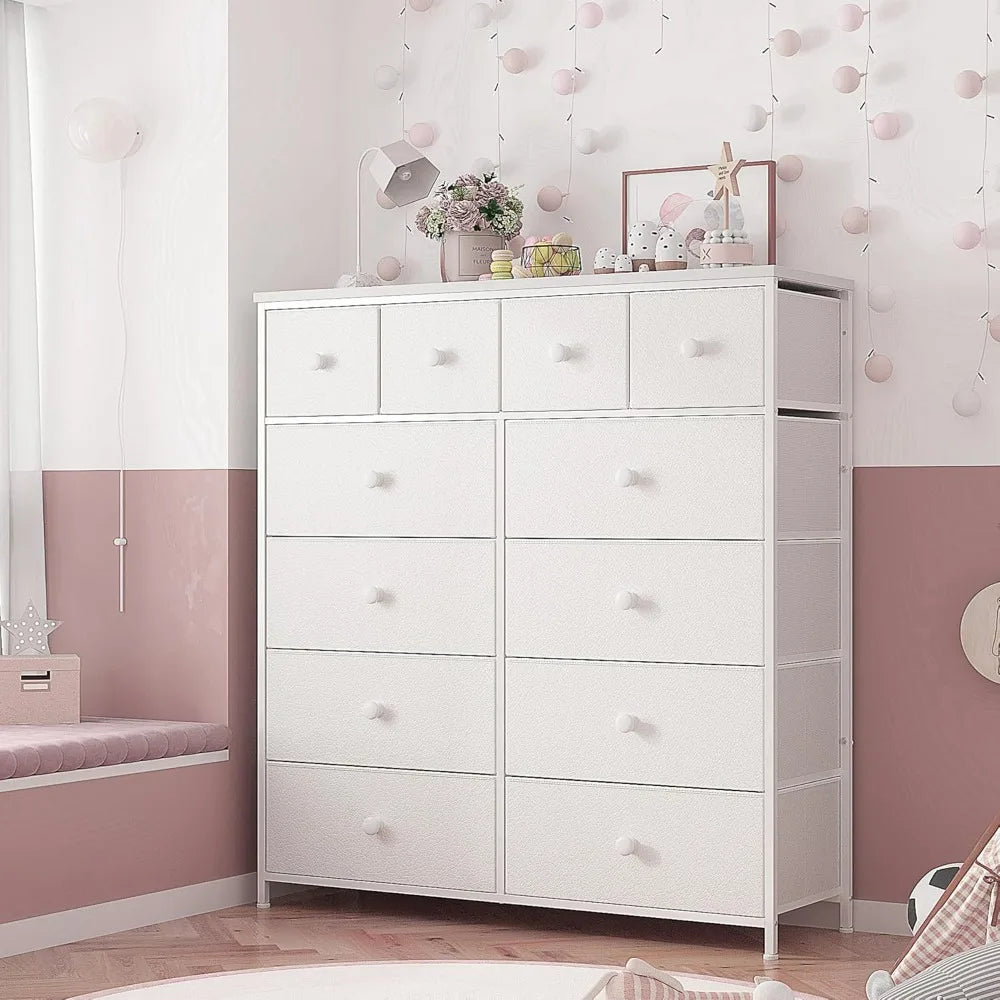 DIANA Minimalist Fabric 12-Drawer Dresser - Modern Storage Chest - 41" Wide