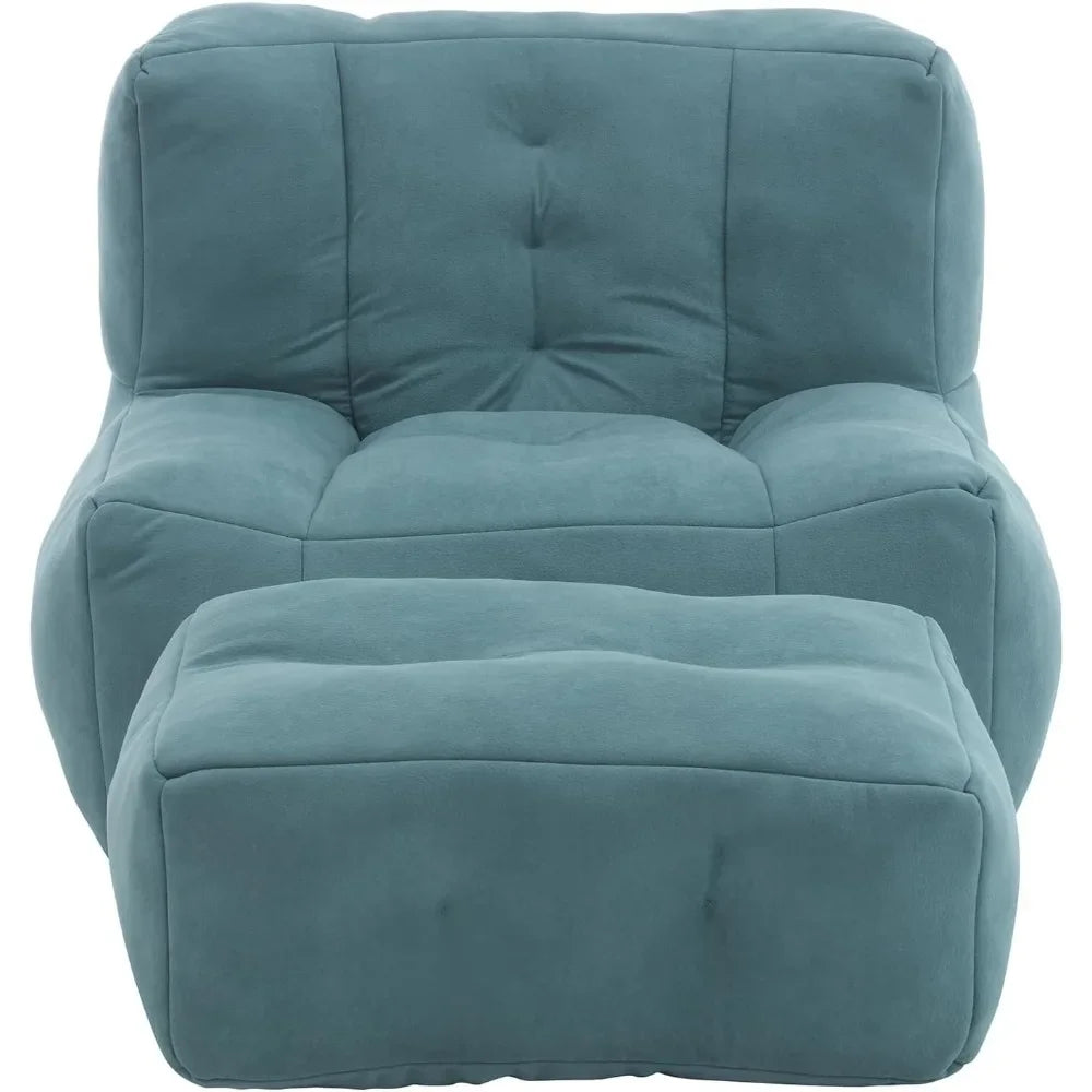 MIRA Modern Soft Microfiber Bean Bag Lounge Chair with Ottoman – Sofa Chair 36.5''W
