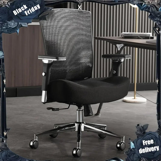JORDAN Heavy Duty Mesh Desk Chair with 500lbs Capacity, Wide Seat Cushion - 12.2" W