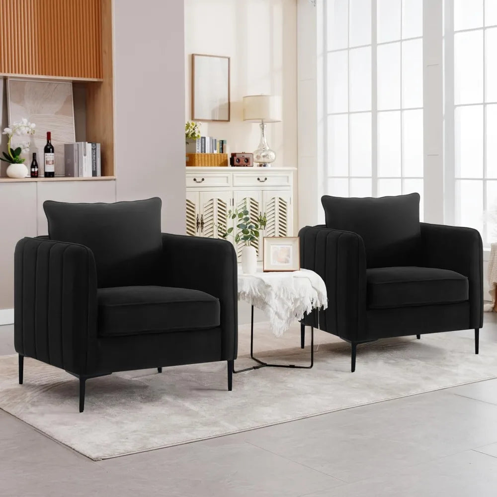 MARIA Modern Velvet Accent Chair - Upholstered Armchair - 32.68" W