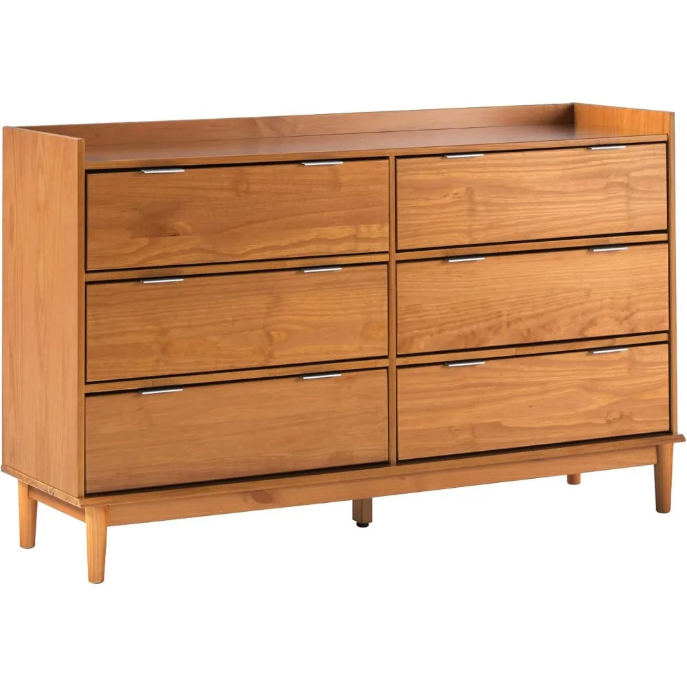 MAISIE Modern Solid Wood 6-Drawer Dresser with Gallery-Top - 53.5'' Wide
