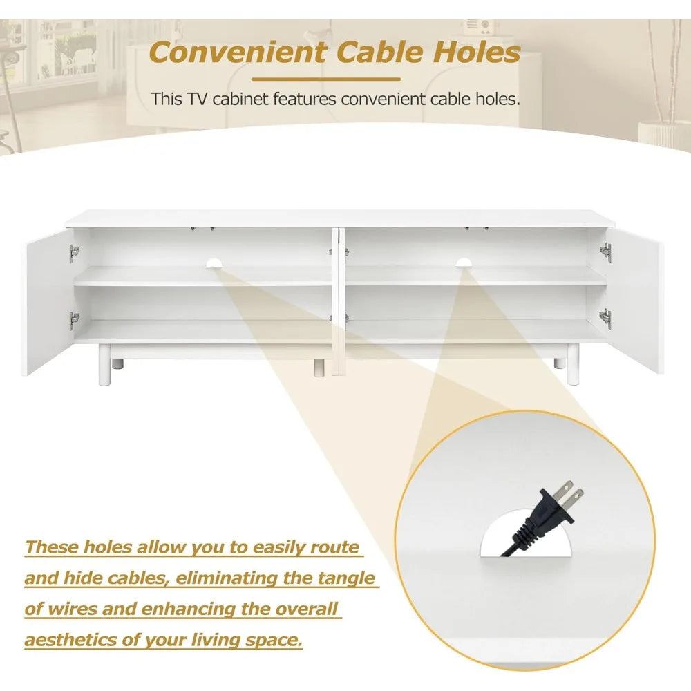 KEVIN Modern TV Stand with Arched Doors, Wood Entertainment Center - 70.8" W