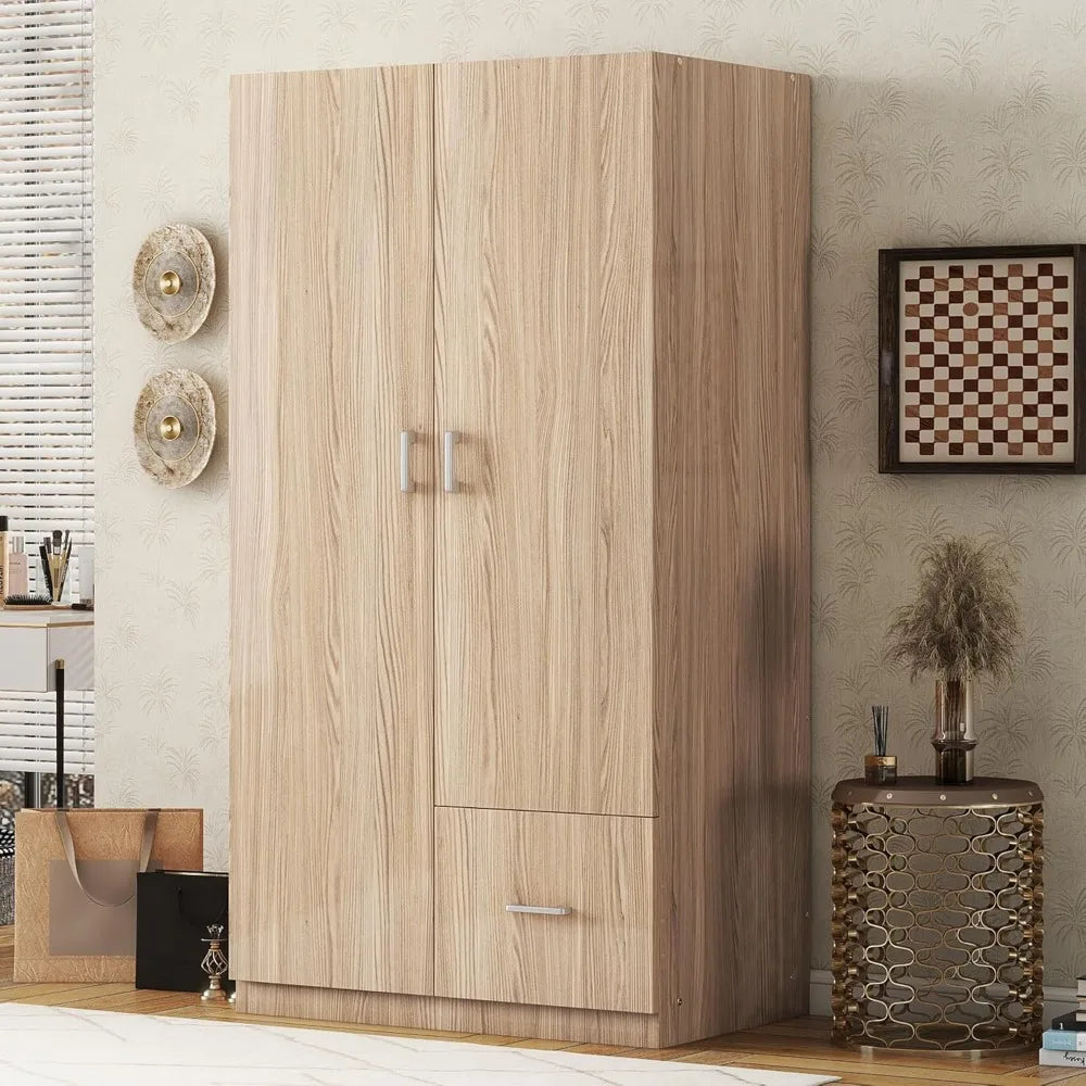 ALISON TimberHue Classic Wooden Wardrobe – 2-Door Freestanding Closet Cabinet