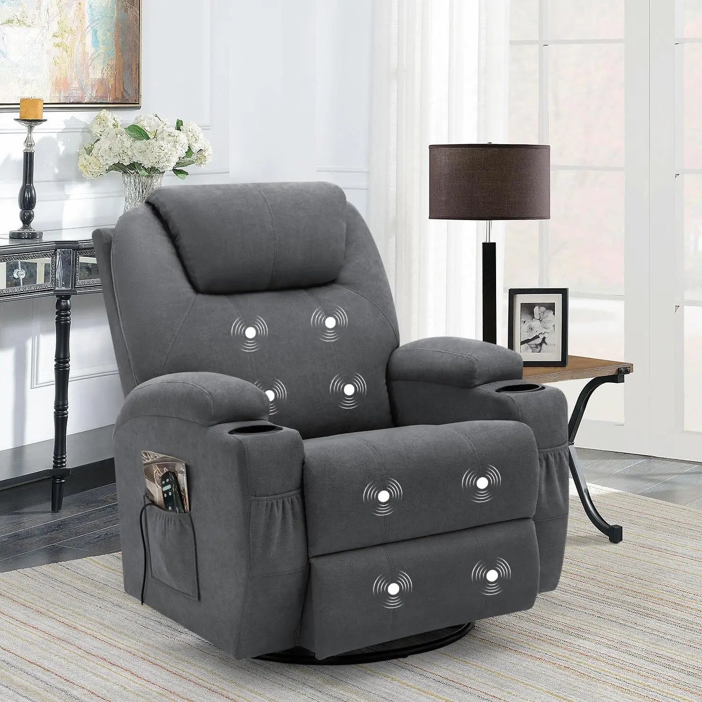 AUBREE Rocking Chair with Massage & Swivel - Ergonomic Lounge Sofa - 32" W