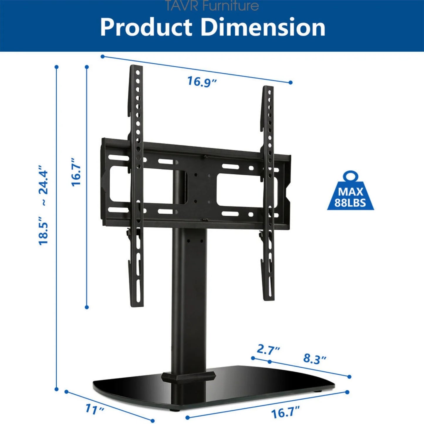 Universal Swivel TV Stand Modern Tabletop TV Stand for 37 to 60 inch TVs, Black United States