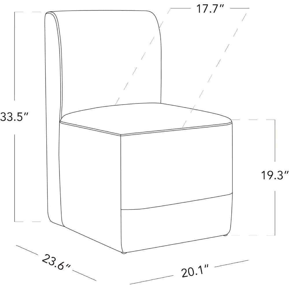 ABEL Elvara Modern Upholstered Rolling Dining Chair Set – Armless Style – 20.1"W