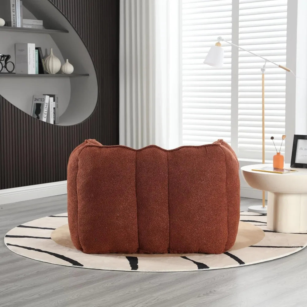 RAEGAN Nuvella Square Chenille Bean Bag Chair with Footstool - 33.5'' Wide, Cozy Lounge Sofa for Adults