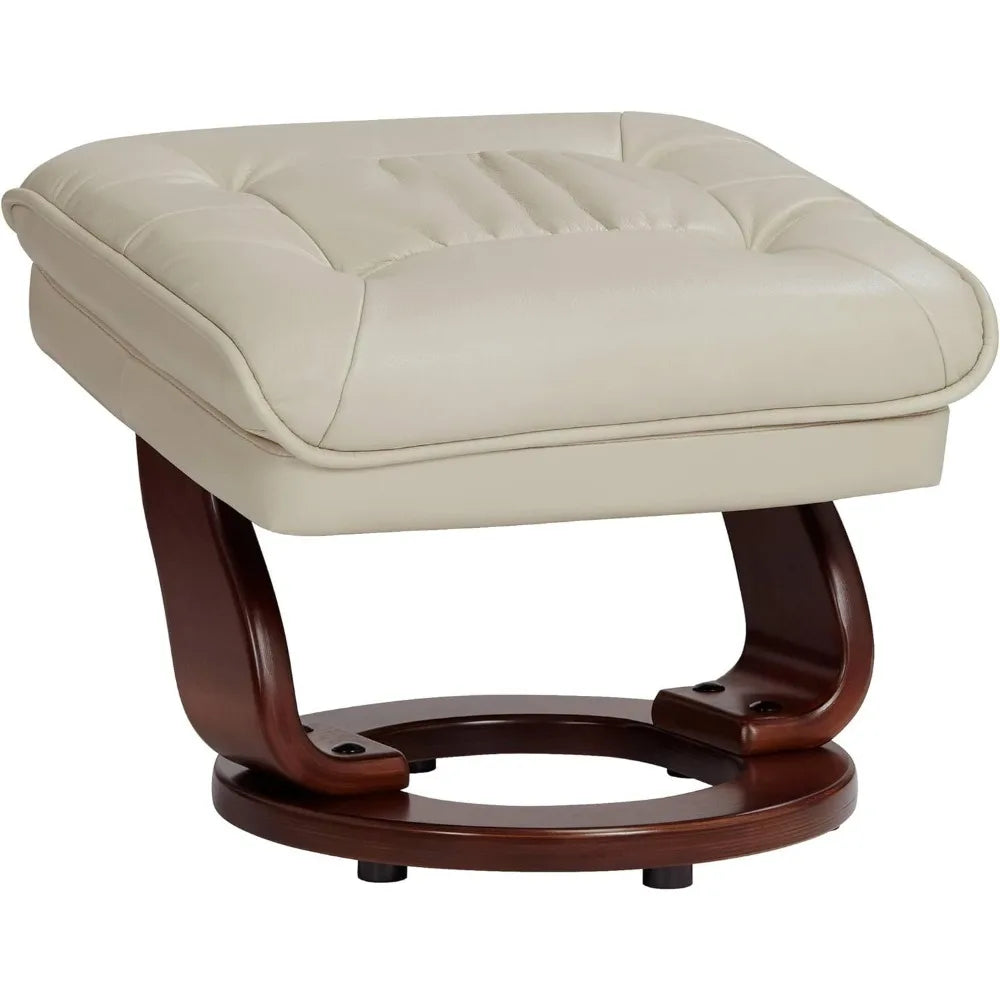 MOLLY Kyle Taupe Swivel Recliner Chair with Ottoman – Modern Faux Leather Armchair – 28.5"-42" W