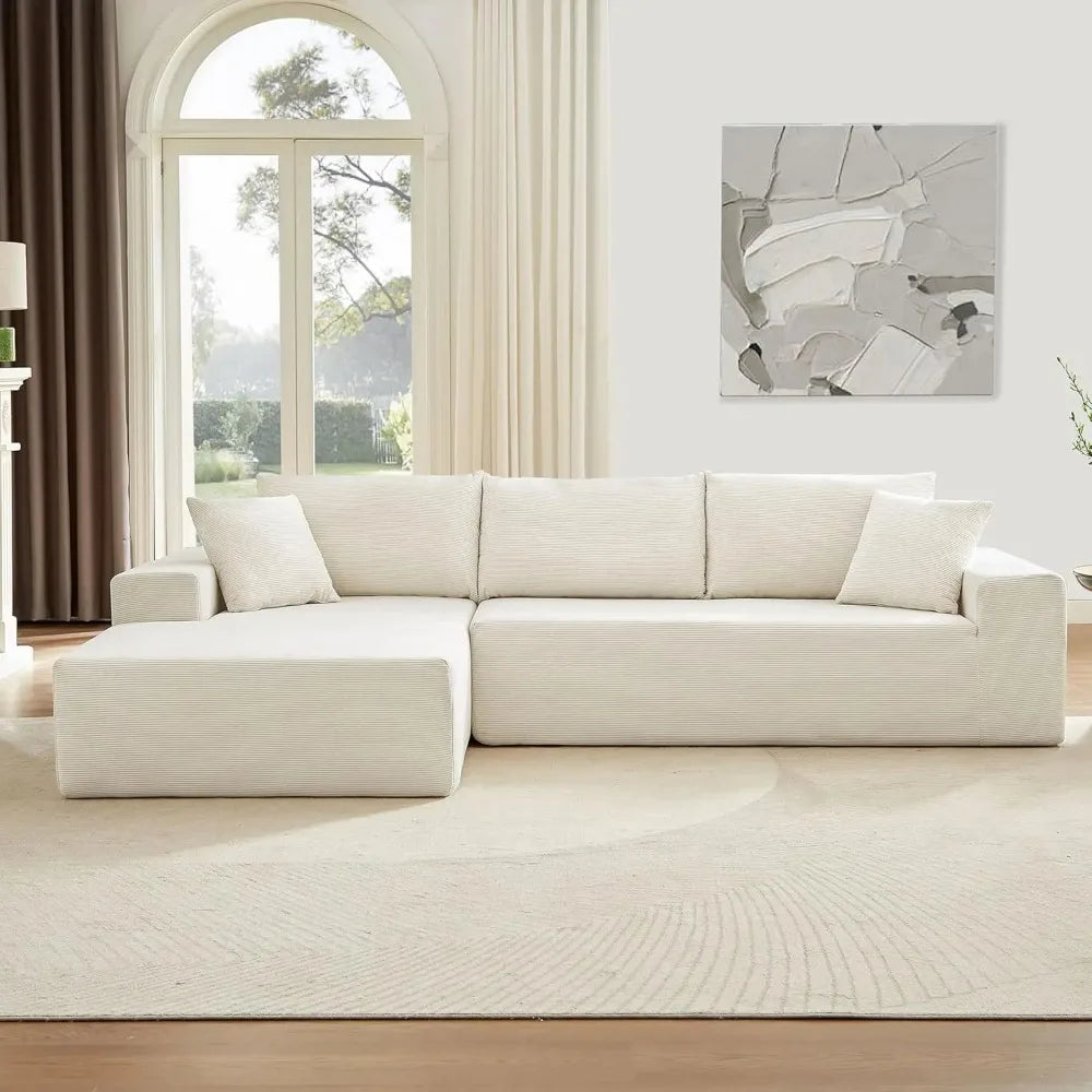 DANIELA Minimalist Corduroy U-Shaped Sectional Sofa – Upholstered Lounge Couch with Chaise | 108.5"W