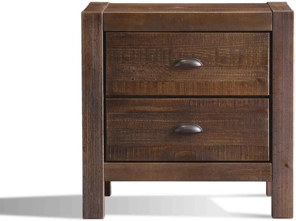 ITZEL Montauk Rustic 2-Drawer Solid Wood Nightstand - 24'' W