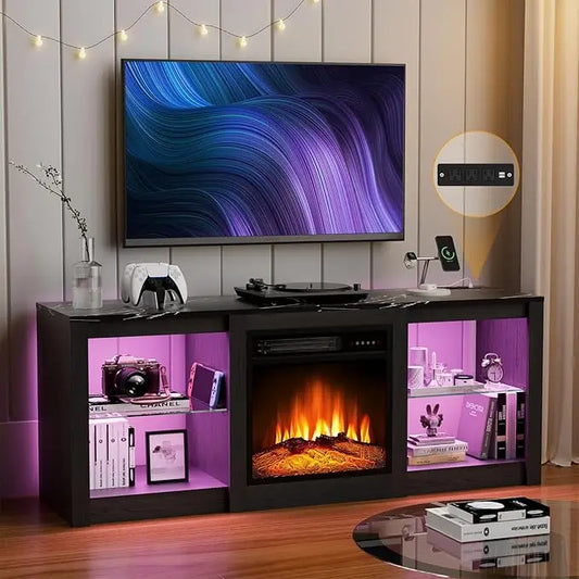 KATHERINE Fireplace TV Stand with LED Entertainment Center 58"W
