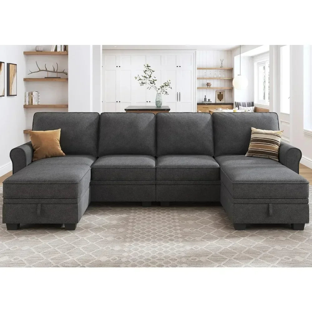 EMERY Modern U-Shaped Sectional Sofa – Convertible 6-Seater Couch | 102.4"W