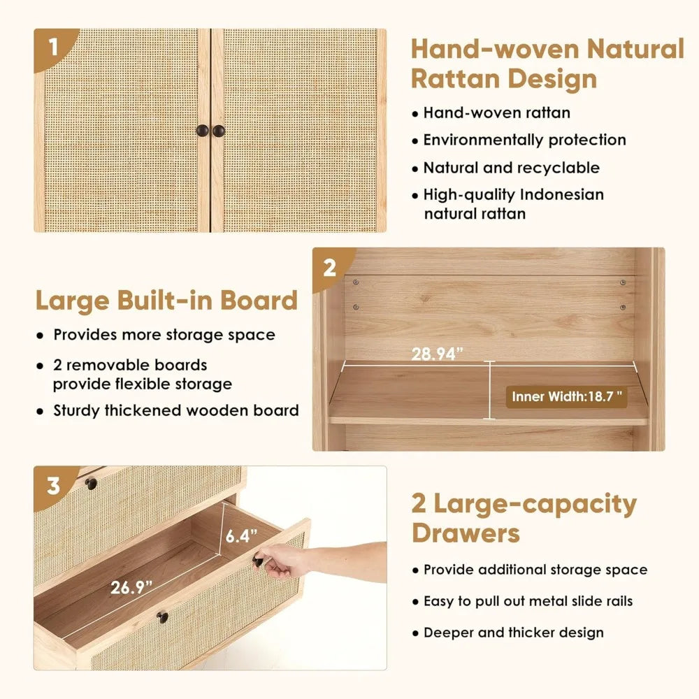 DEMI Freestanding Wooden Storage Cabinet with Hanging Rod | 30.1"W