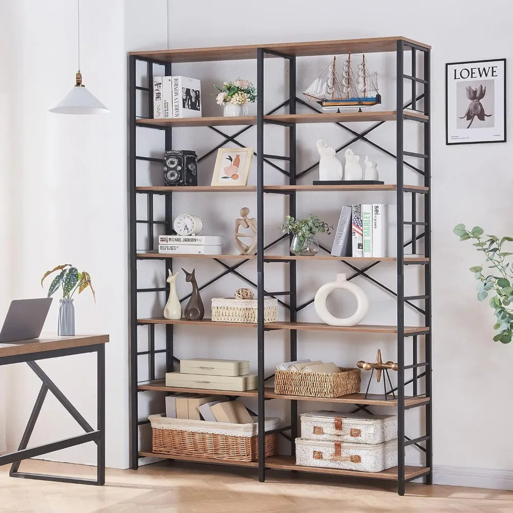 JAMES Industrial Bookcase, Double Wide 7-Tier Shelf, Heavy Duty - 47.44" W