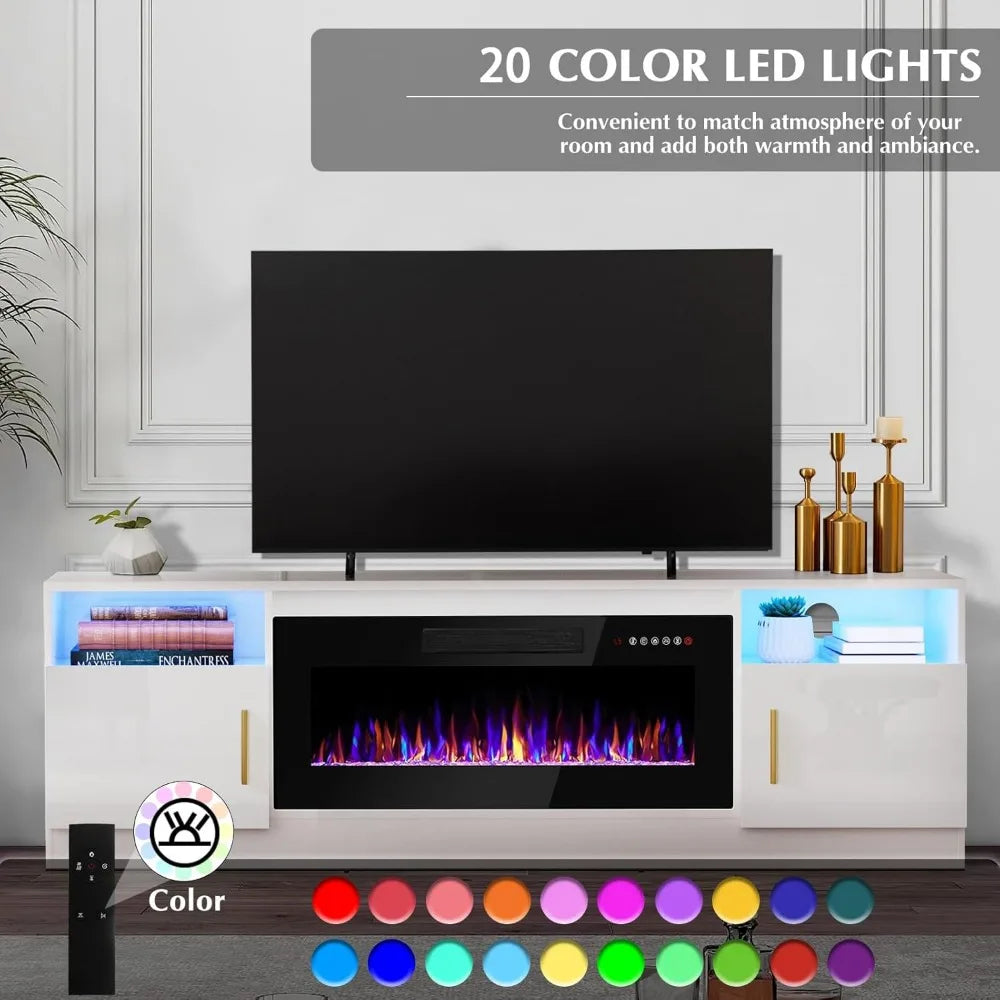 AARON Fireplace LED Entertainment Center, Media TV Console - 70" W