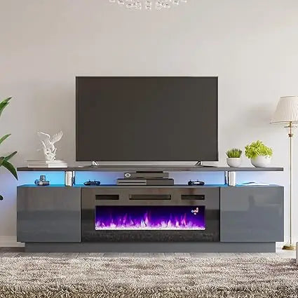 SCARLETT Modern Fireplace TV Stand, LED Entertainment Center - 70" W