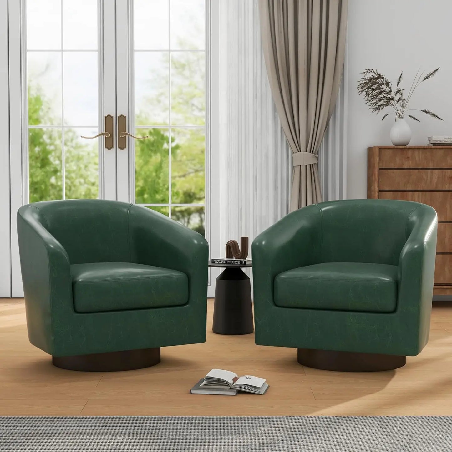 VINCENT Swivel Barrel Accent Chairs Set of 2 – Modern Armchair - 28.79" W