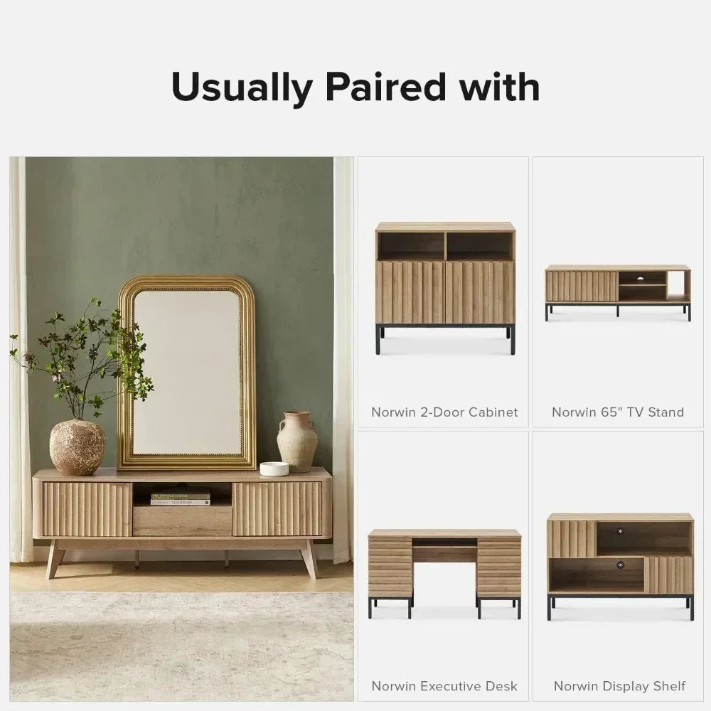SERENITY Brooklyn Mid-Century Modern TV Stand – 57"W