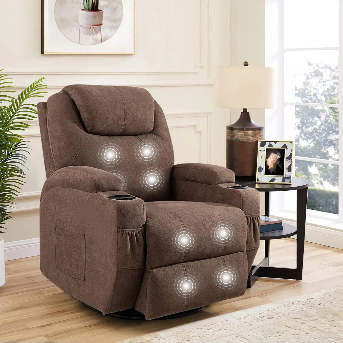 AUBREE Rocking Chair with Massage & Swivel - Ergonomic Lounge Sofa - 32" W