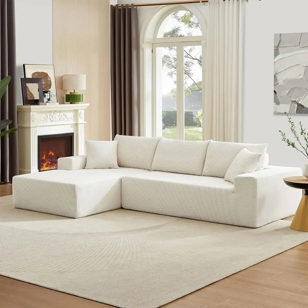 DANIELA Minimalist Corduroy U-Shaped Sectional Sofa – Upholstered Lounge Couch with Chaise | 108.5"W