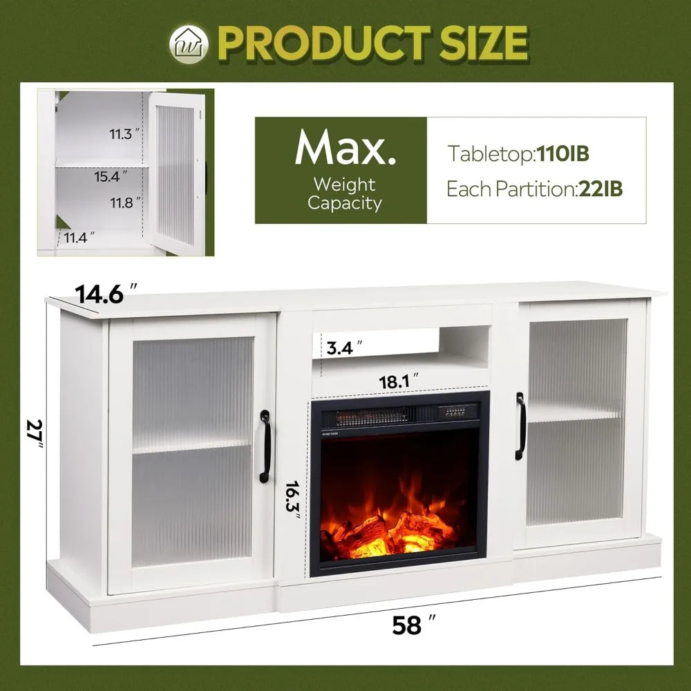 GRACIE Avenmoor Modern Fireplace TV Stand – Entertainment Console, 58" Wide