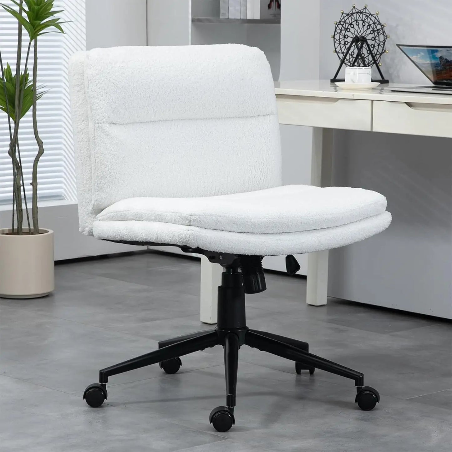 TUNISIA Armless Walnut Office Desk Chair with Wheels - Adjustable Height - 24.4" W