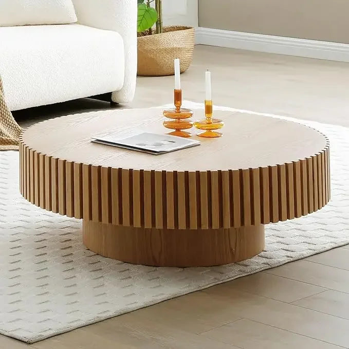 BRODY Minimalist Luxe Round Drum Coffee Table – 31.49" W