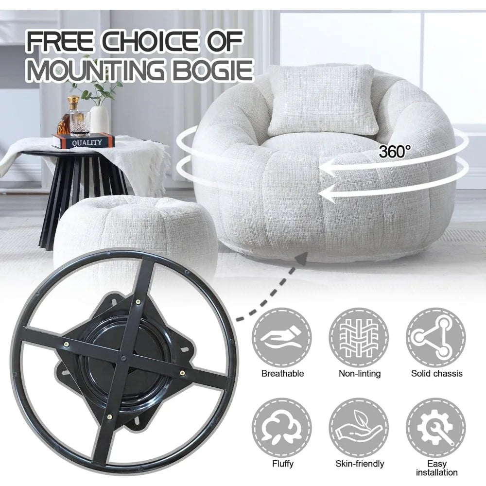 LANA Rolvyn Swivel Chenille Bean Bag Chair with Footrest