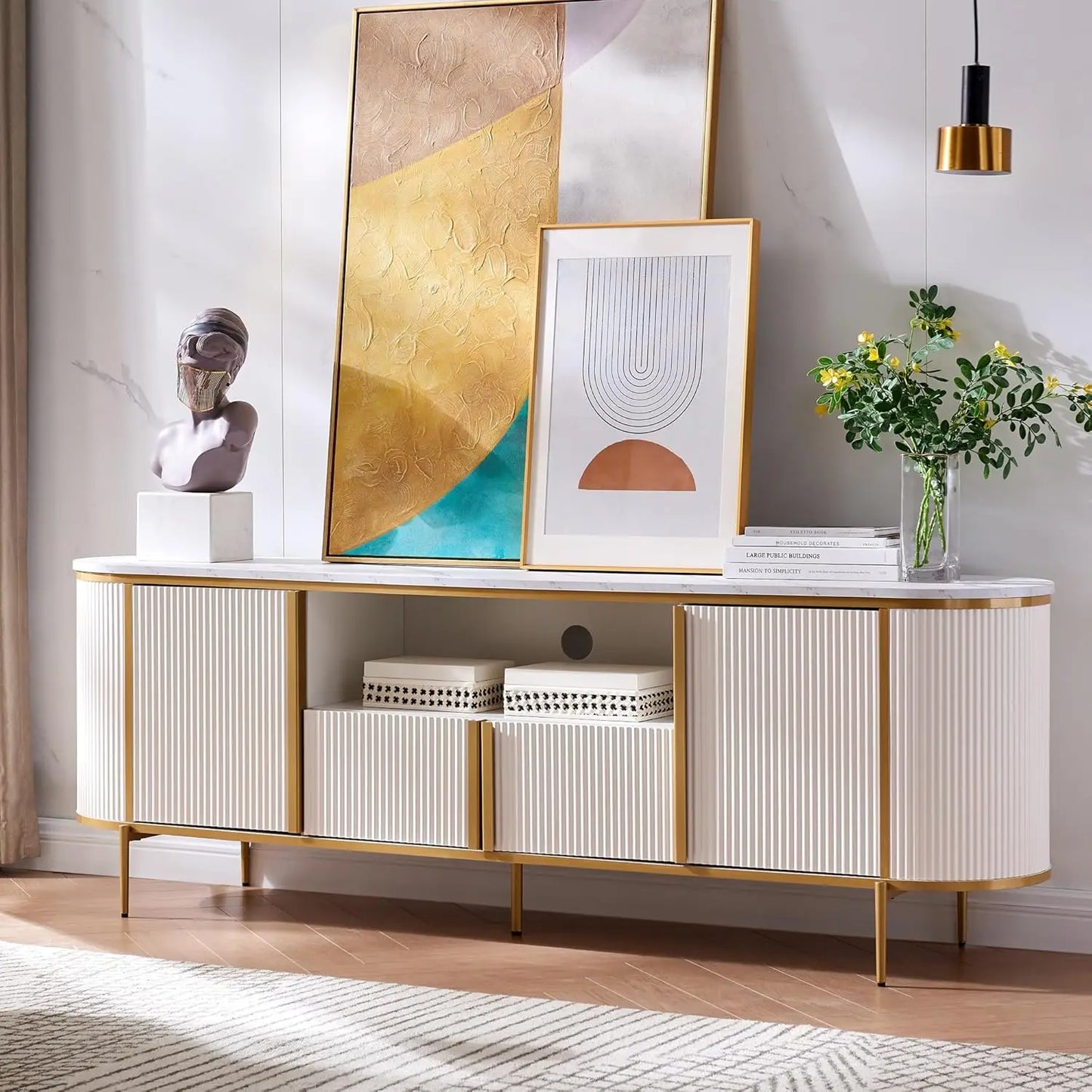 ROBERT Fluted Sideboard TV Stand with Storage 70" W