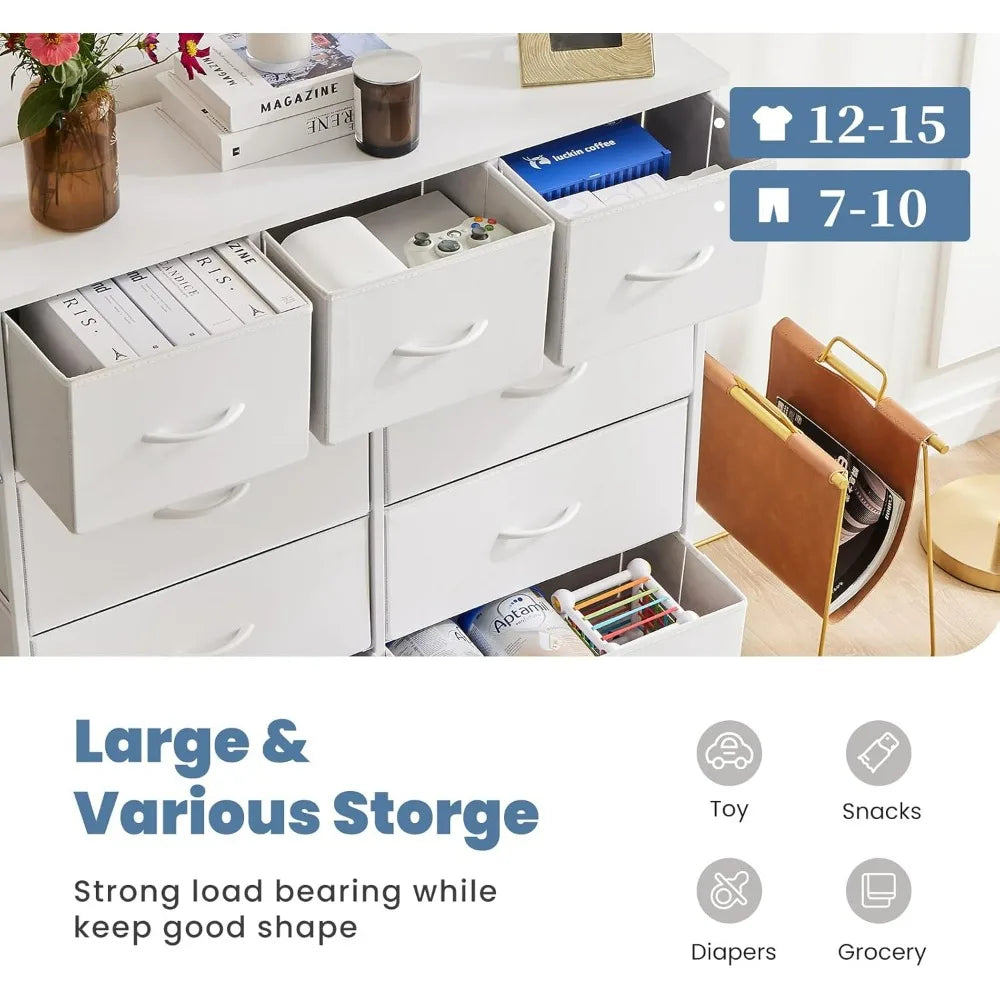 STEVIE Modern Fabric 9-Drawer Dresser - Storage Tower Organizer for Bedroom & Closet - 39" Wide