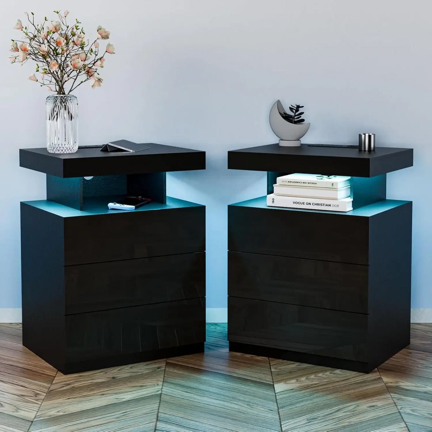 KENDALL Modern Bedside Table with Wireless Charging & USB Ports