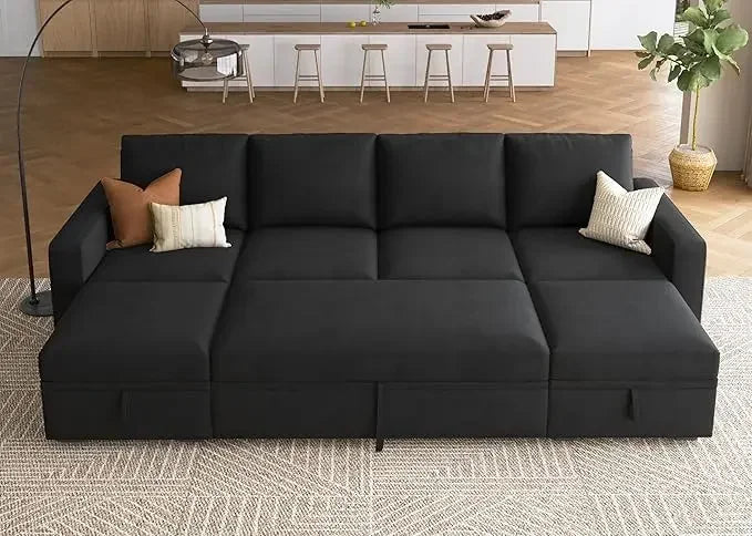 BRODY CloudNest Minimalist Modular Sleeper Sofa Bed – U-Shaped Sectional Couch – 83.4"W