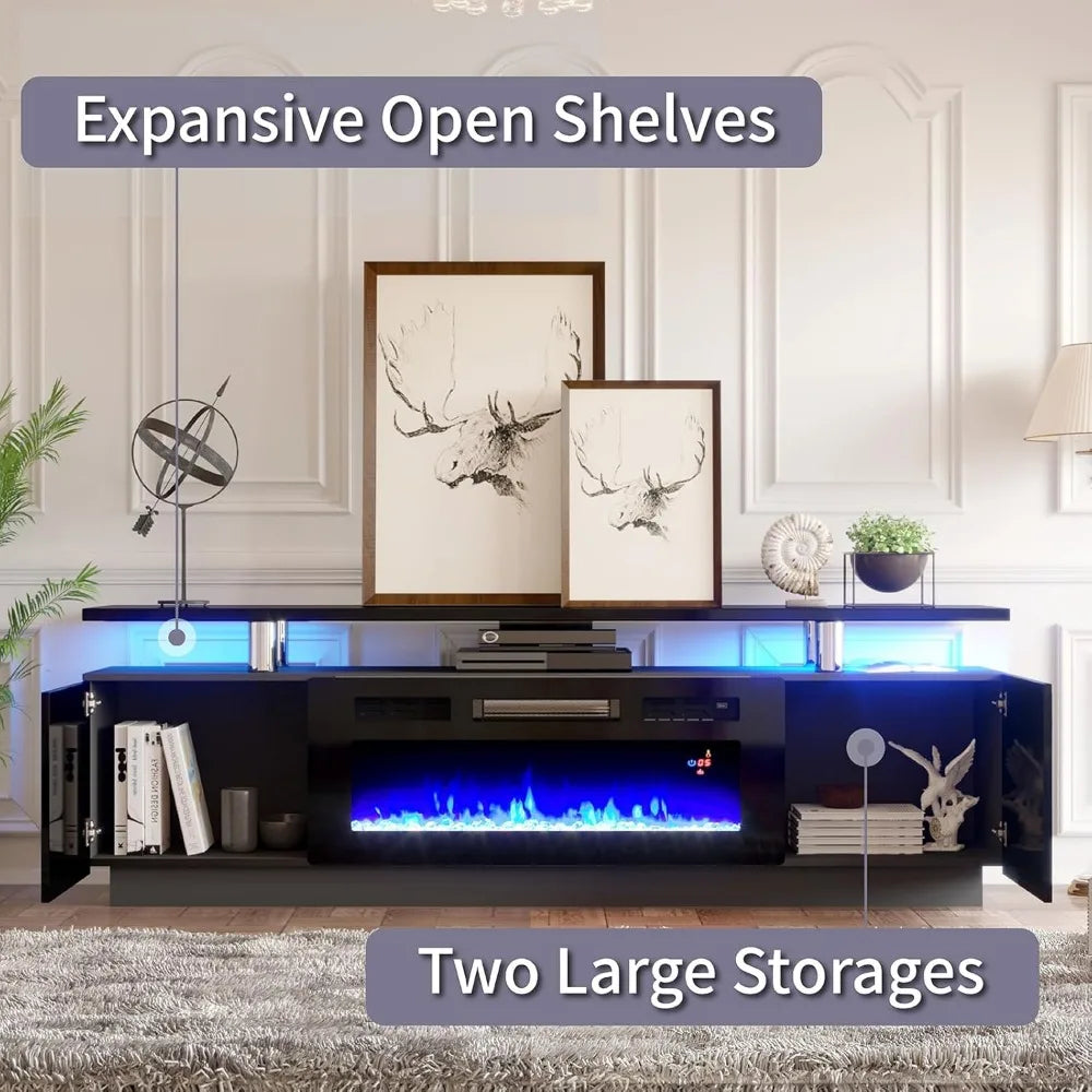 SCARLETT Modern Fireplace TV Stand, LED Entertainment Center - 70" W
