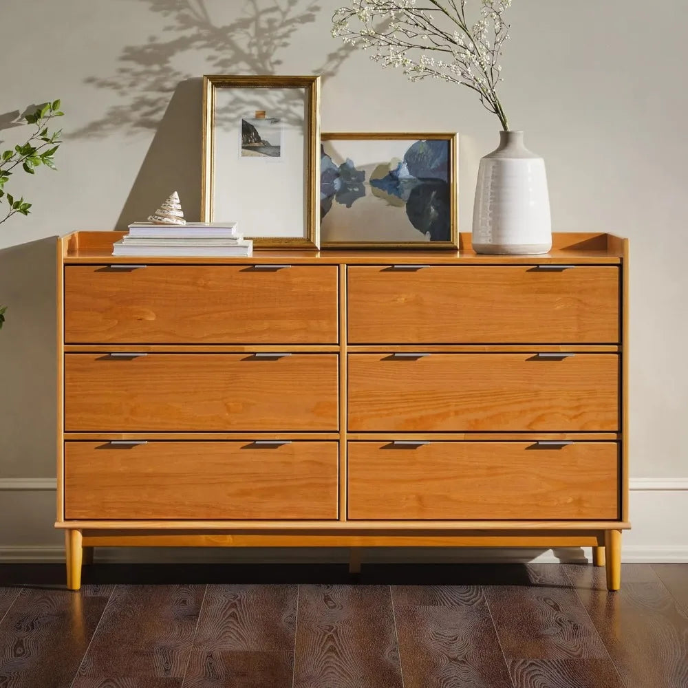 MAISIE Modern Solid Wood 6-Drawer Dresser with Gallery-Top - 53.5'' Wide