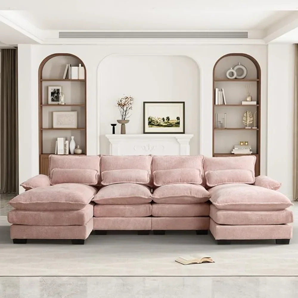 TRISTAN Modern Cloud Style Chenille U-Shaped Sectional Sofa - 110.63"W