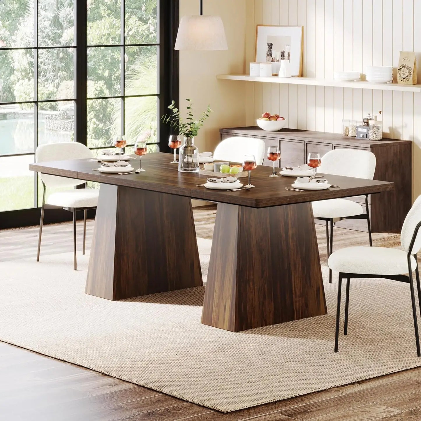 JESSICA Modern Black Rectangular Dining Table - 63" W