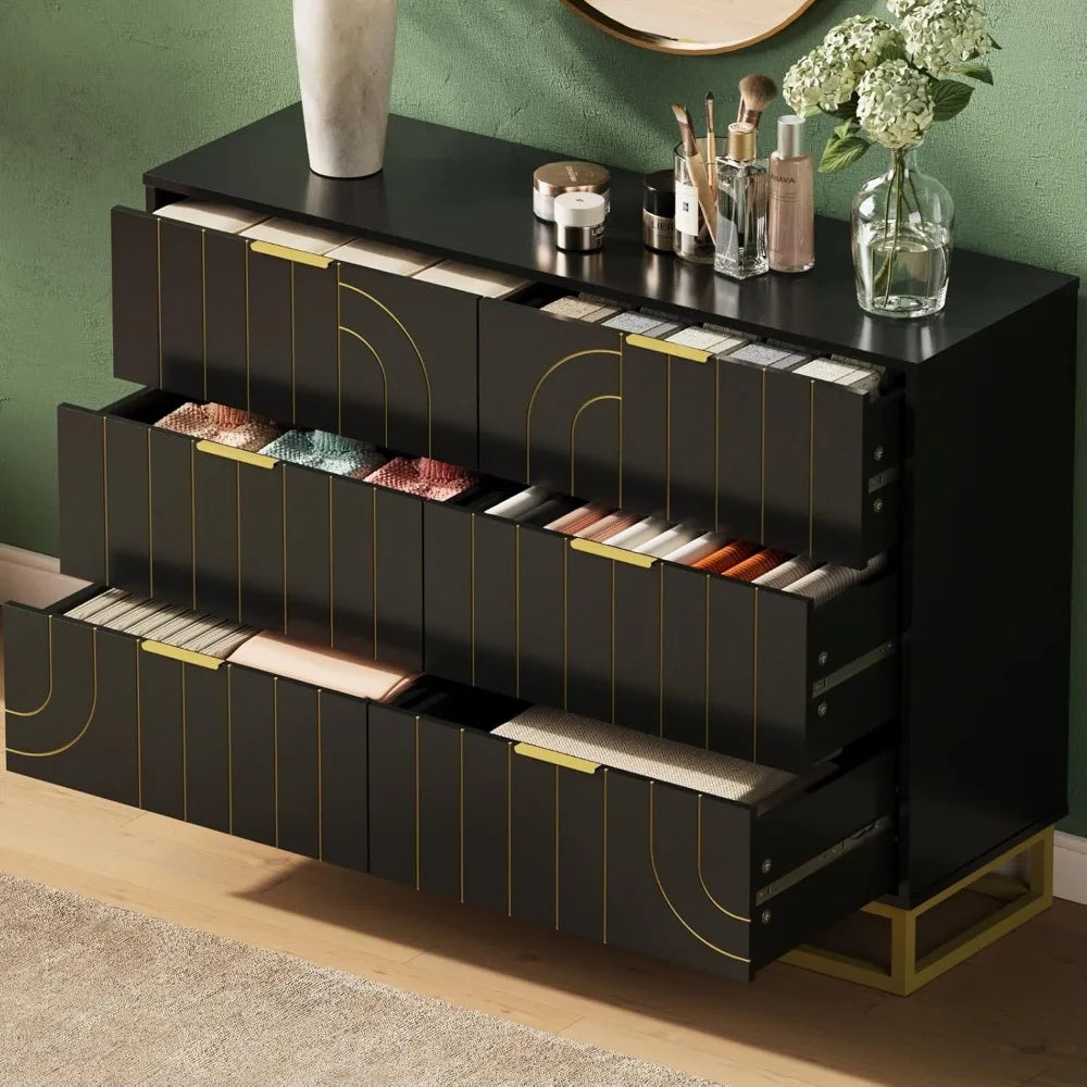 CATALEYA Modern Geometric 6-Drawer Dresser – Elegant Storage Chest – 47.2'' Wide