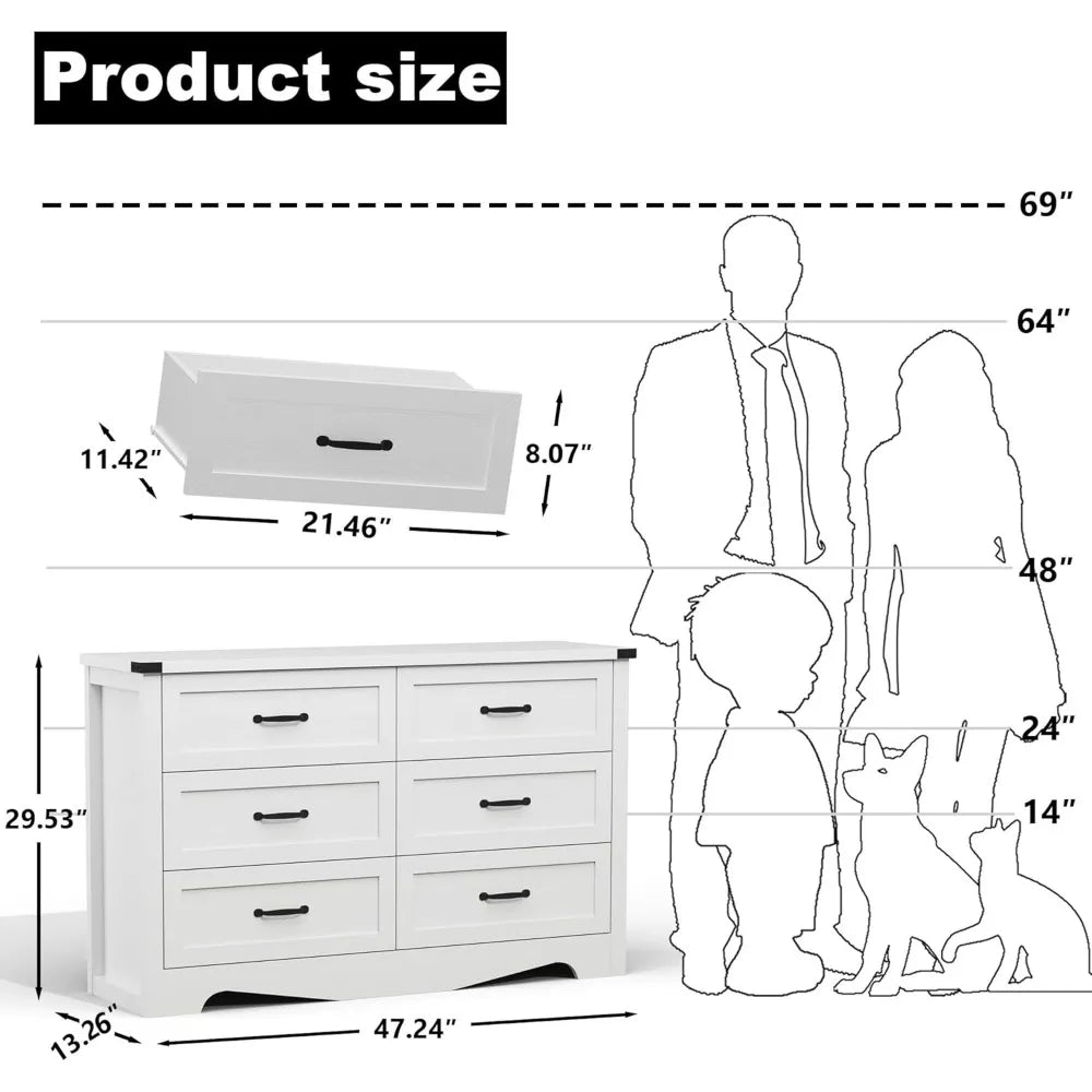 NYLA Modern Minimalist Wide Wooden Dresser - 47''