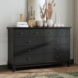 CELESTE Modern Black 10-Drawer Dresser - Traditional Chest of Drawers (55.1" Wide)