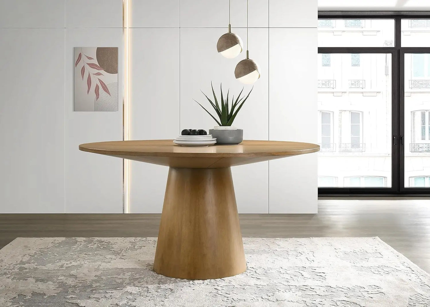 VICTORIA Minimalist Modern Round Dining Table – 59"W