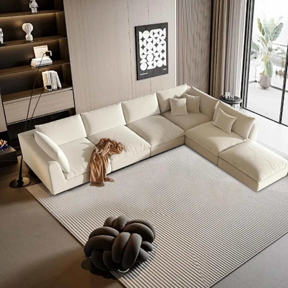 ZACHARY Modular Sectional Sofa - Cloud-Inspired Oversized Deep Seat Couch - 163"