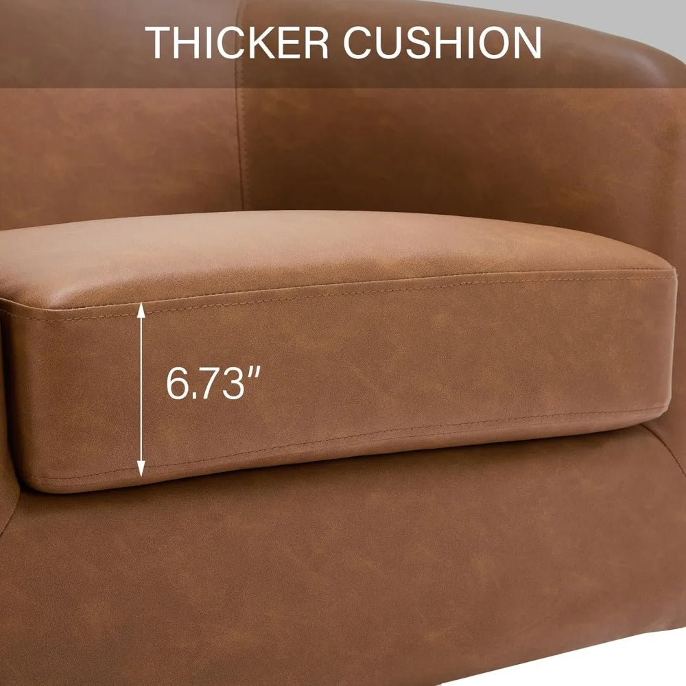 LONDON Kelsa Swivel Barrel Chair – Modern Faux Leather Armchair - 26”W
