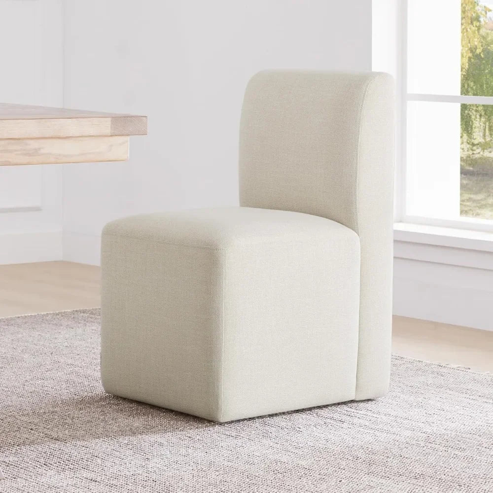 ABEL Elvara Modern Upholstered Rolling Dining Chair Set – Armless Style – 20.1"W