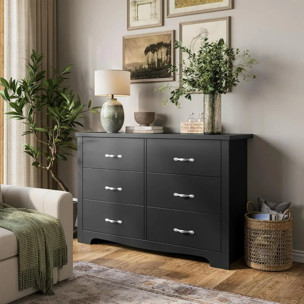 FAITH Modern 6 Drawer Dresser - Minimalist Wood Storage Chest - 47.2'' Wide