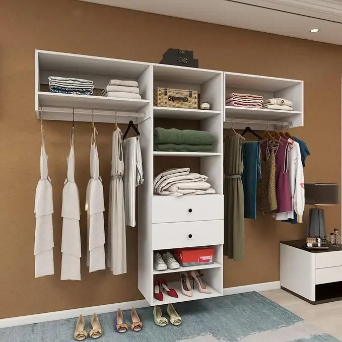 BRIELLA Modular Wardrobe Closet System – Walk-In Organizer with Drawers, Shelves & Hanging Rods