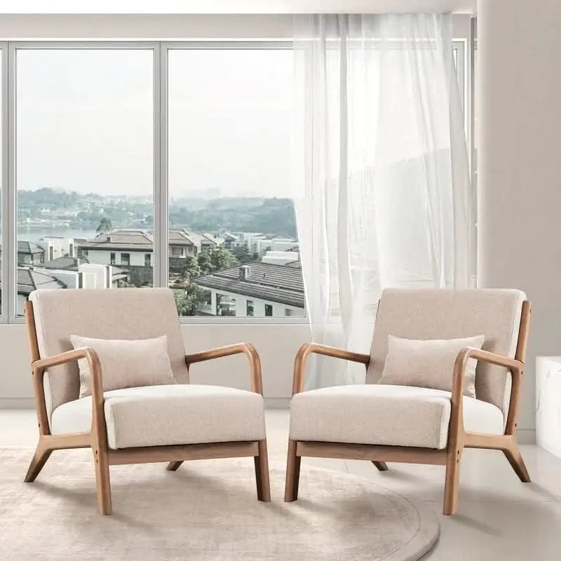 MICAH Aeron Mid-Century Fabric Lounge Armchair Set – Accent Chairs – 26" W