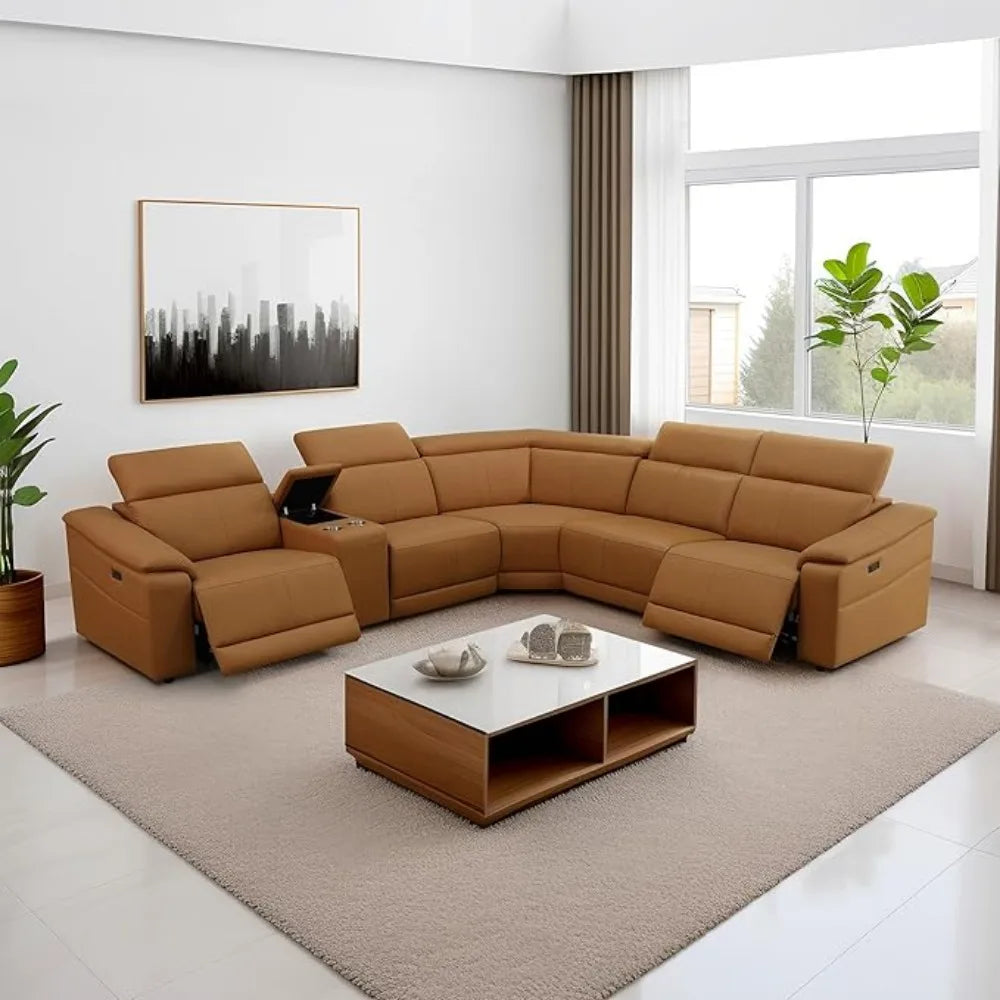 NORAH Modern Reclining Sectional Sofa with Console Storage – Sectional Couch – 225.5" W