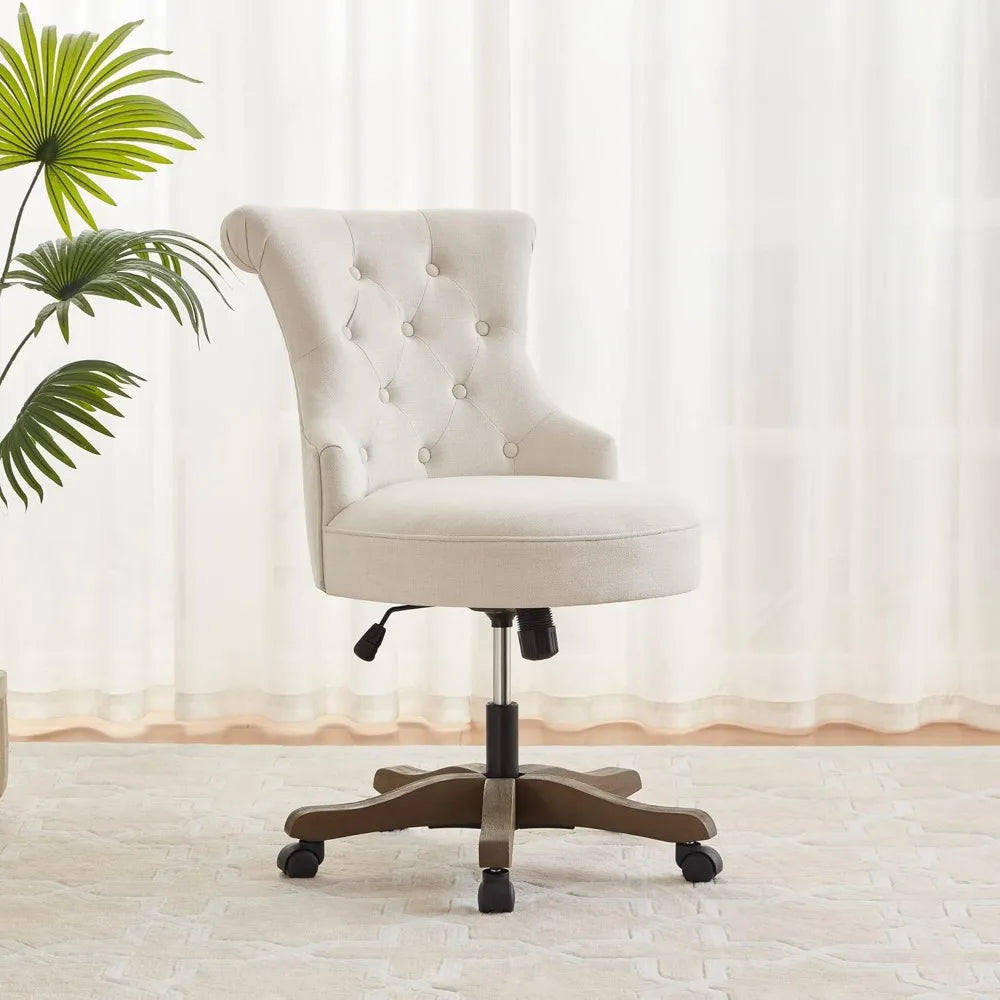 UNITED Adjustable Height Swivel Office Chair with Wooden Legs - 23.03" W