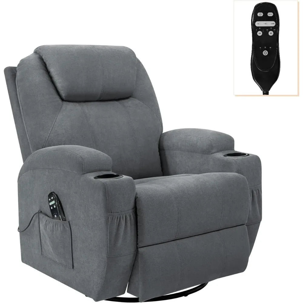 AUBREE Rocking Chair with Massage & Swivel - Ergonomic Lounge Sofa - 32" W